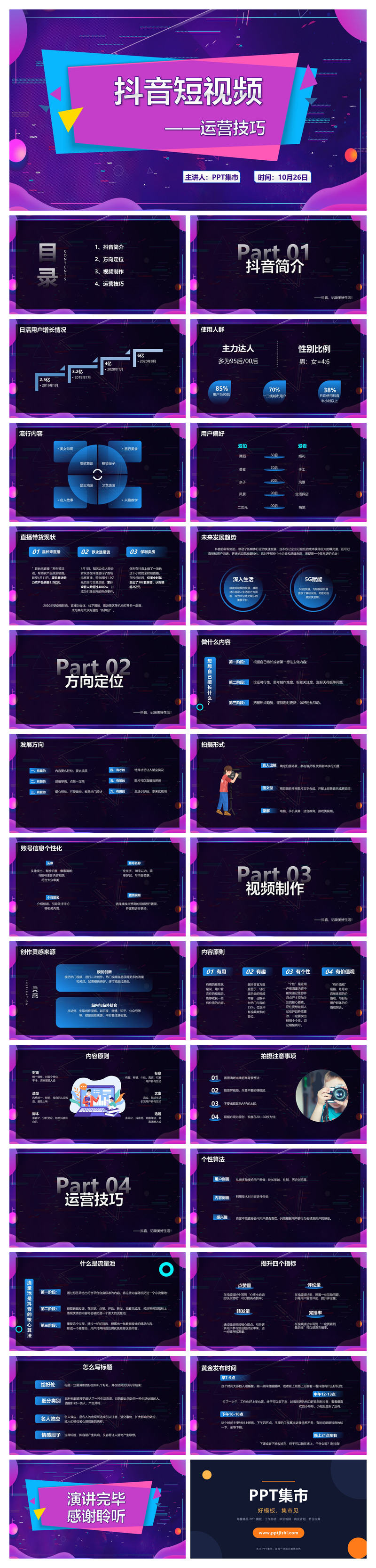 抖音短视频运营技巧PPT模板