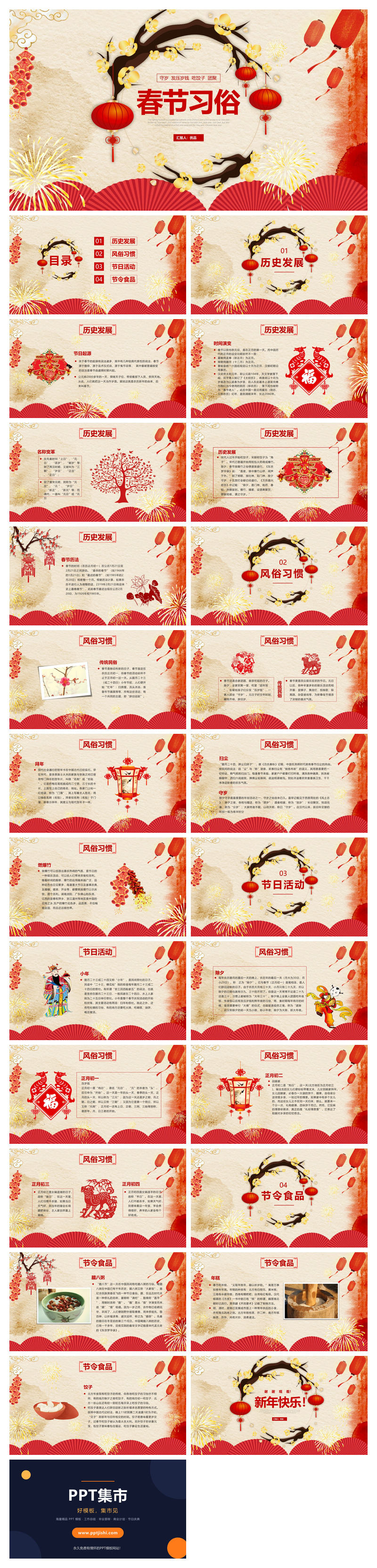 春节传统习俗介绍PPT模板