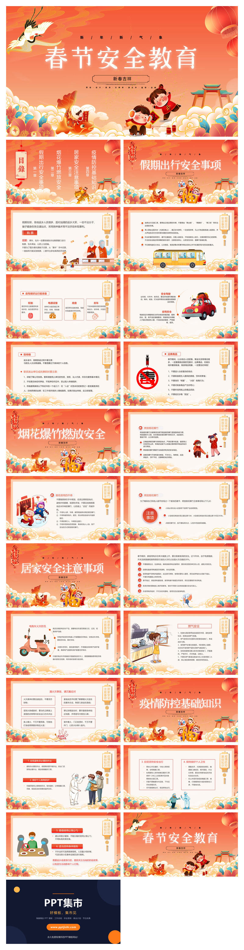 春节安全教育班会PPT模板