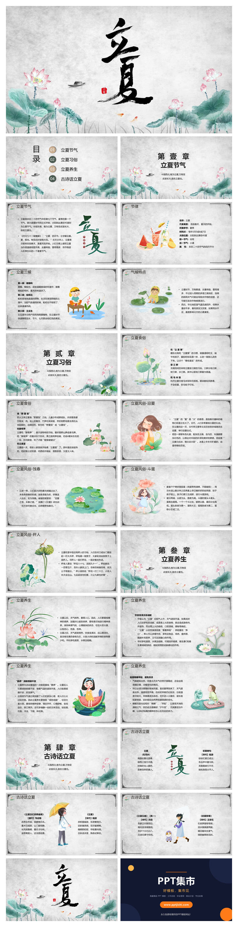 荷花立夏节气介绍PPT模板