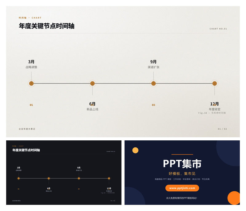 年度关键节点时间轴PPT图表2页
