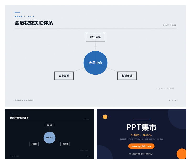 会员权益关联体系PPT图表