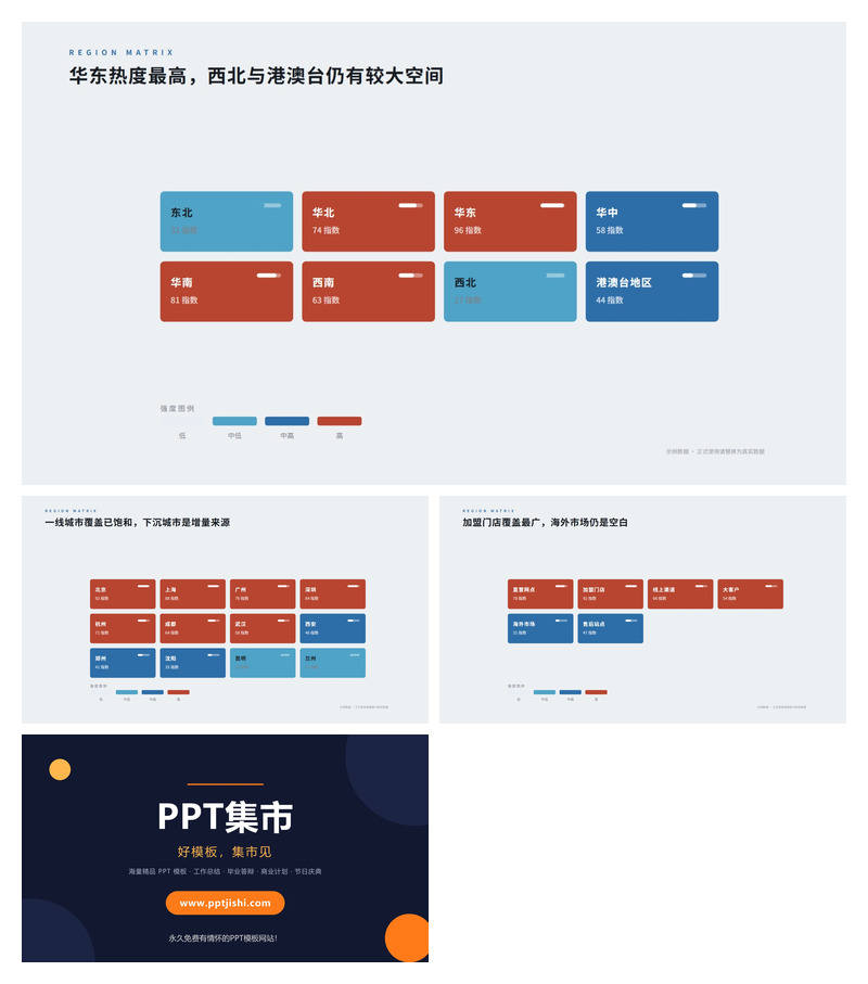 区域业务覆盖分布PPT图表3页