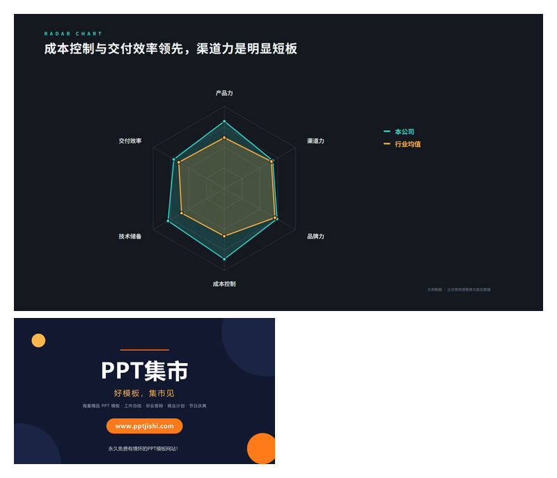 多维能力雷达评估PPT图表1页
