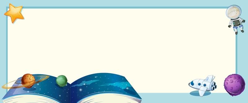 卡通书本太空星球蓝色教育PPT背景图片