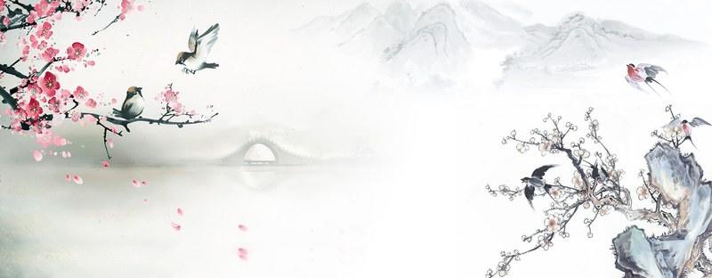 梅花香自苦寒来古风海报PPT背景图片
