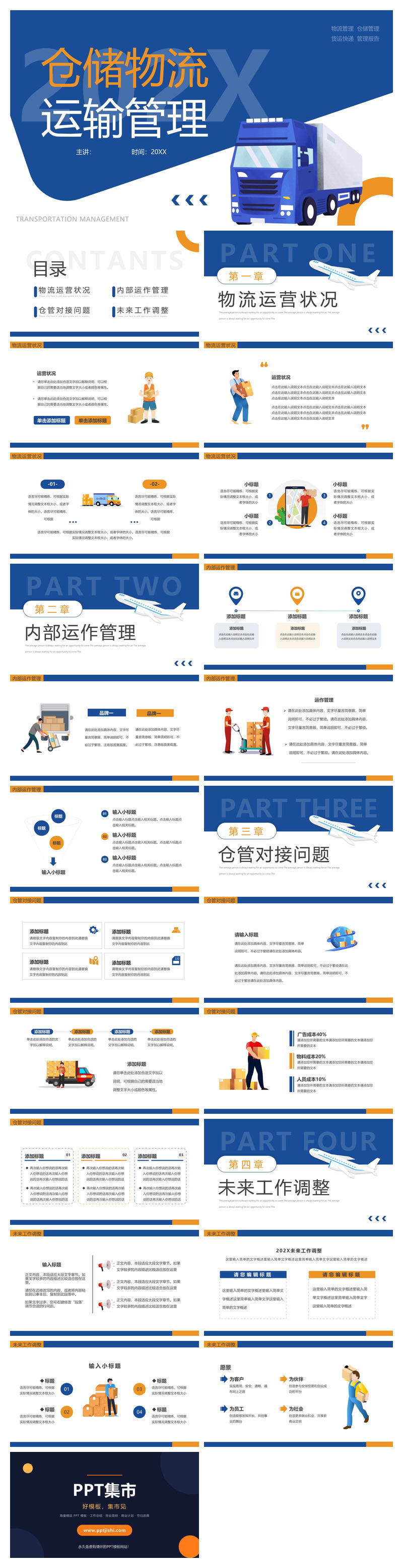 快递仓储物流运输PPT模板