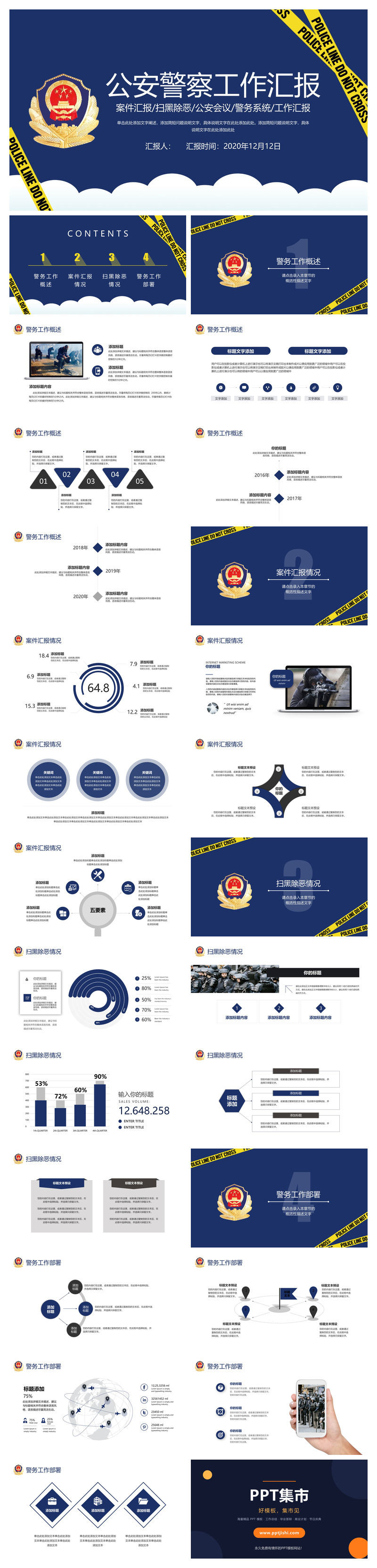 公安警察工作汇报PPT模板