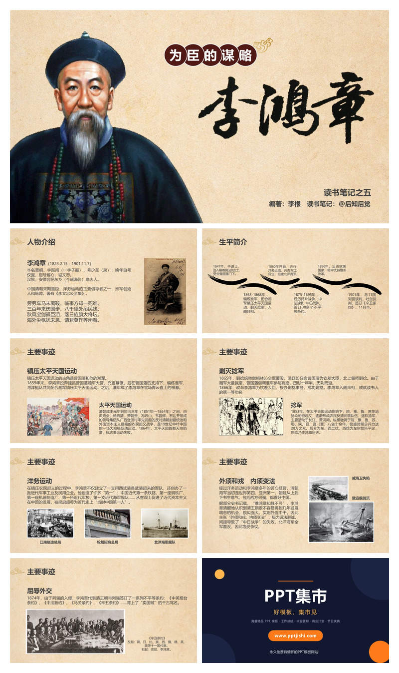 为臣的谋略李鸿章PPT作品模板
