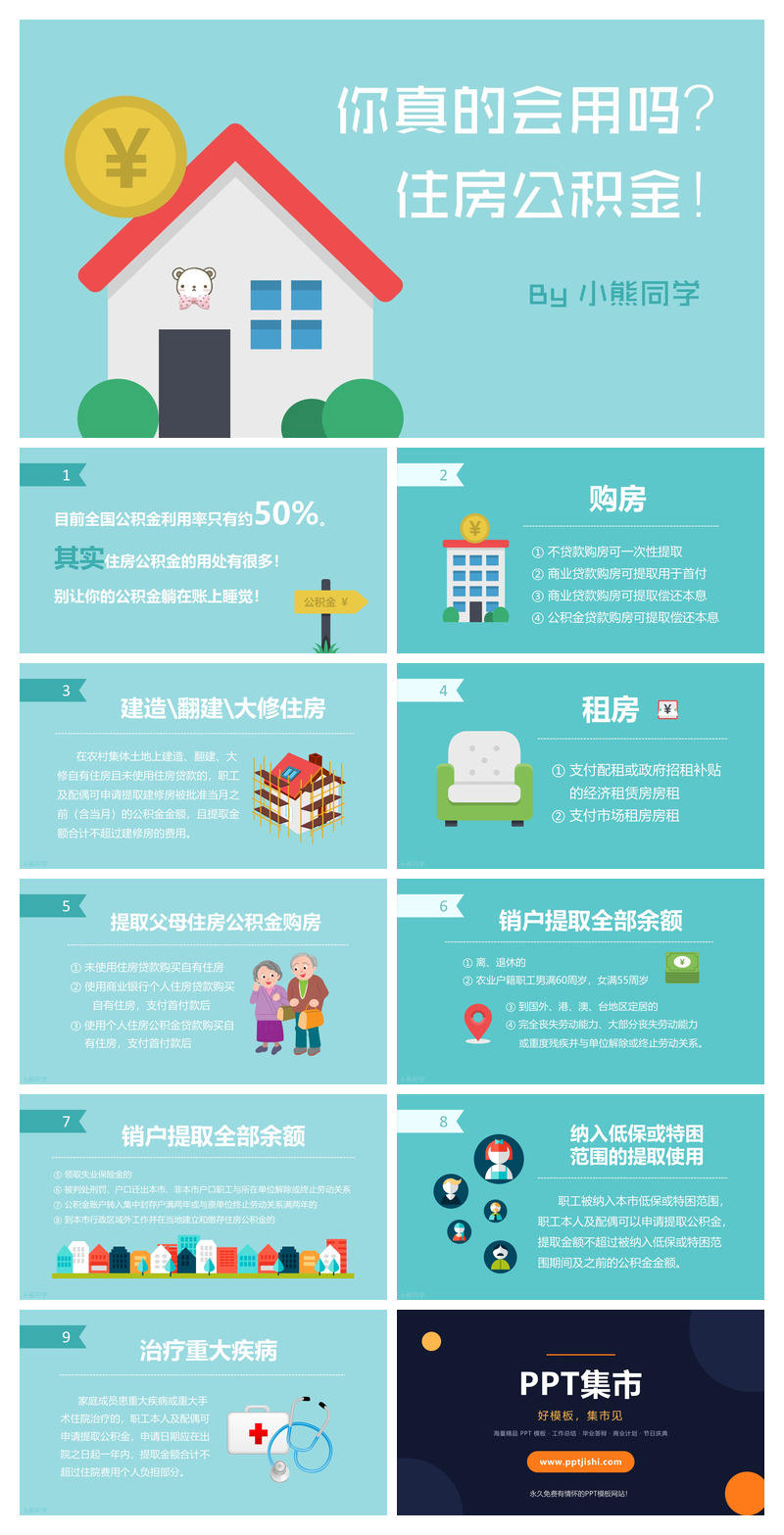 住房公积金如何提取PPT教程模板