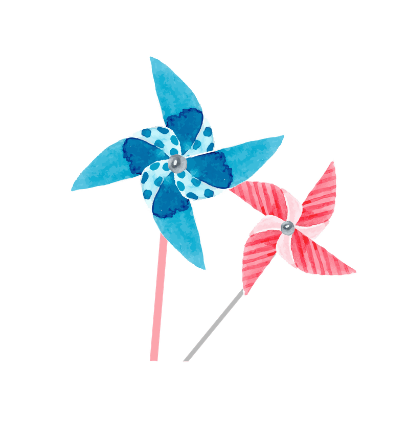 卡通儿童节风车插画图片PPT节日素材