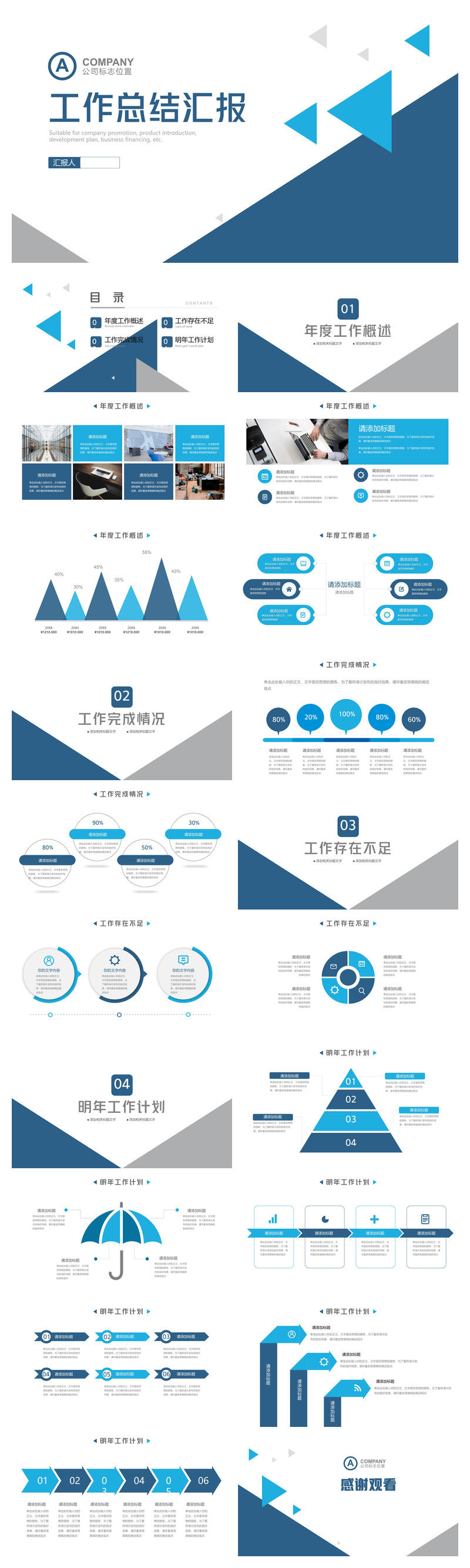 月度计划年度总结工作汇报PPT模板
