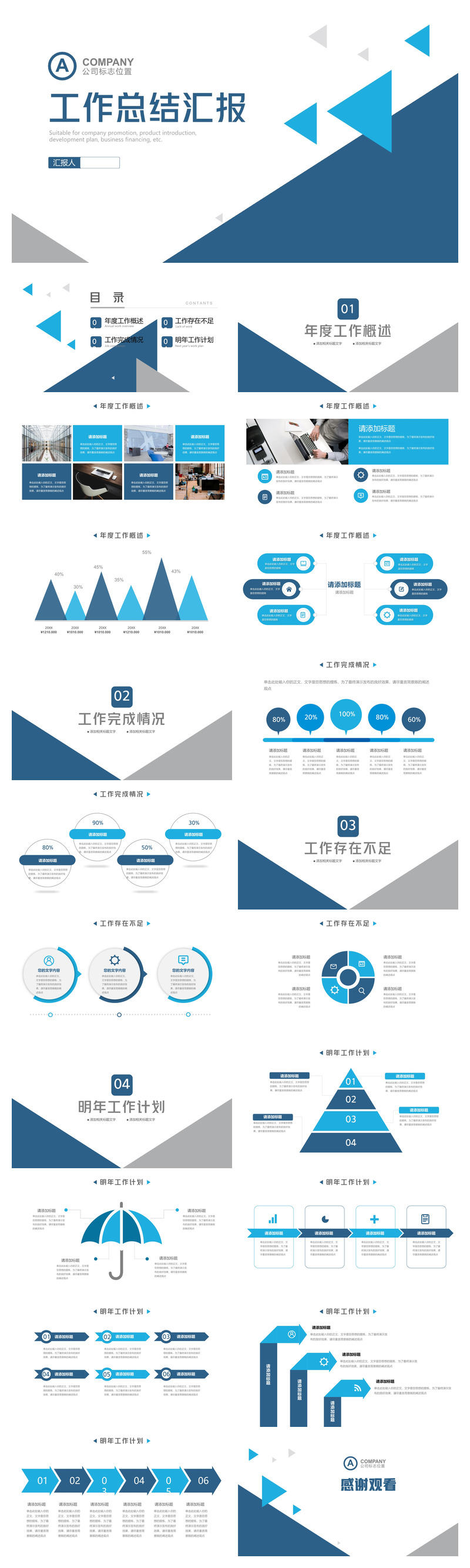 简洁商务工作总结汇报PPT模板