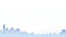 浅蓝色弧线纹理城市天际线建筑剪影PPT背景
