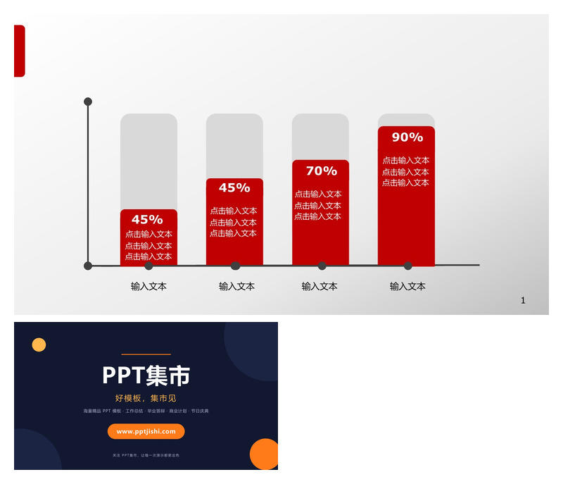 坐标轴百分比数据PPT柱图