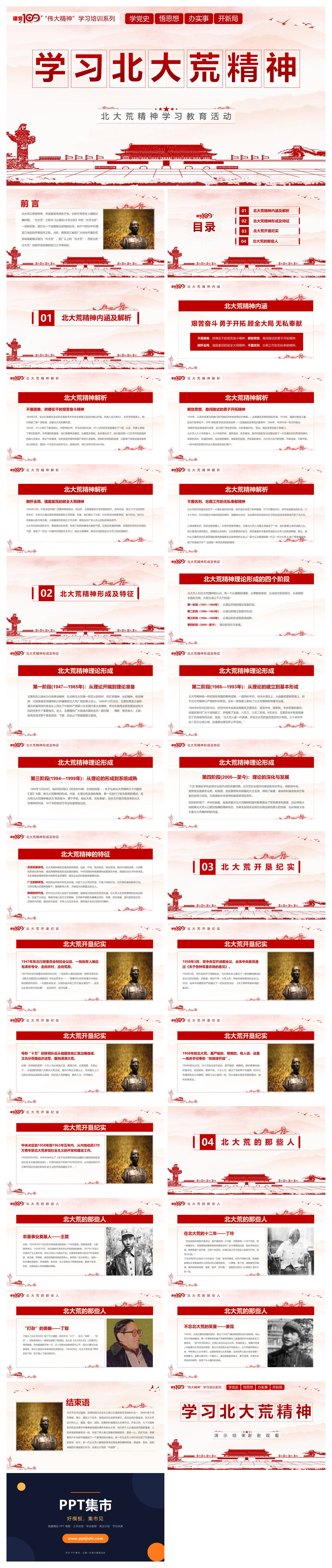 学习北大荒精神PPT模板