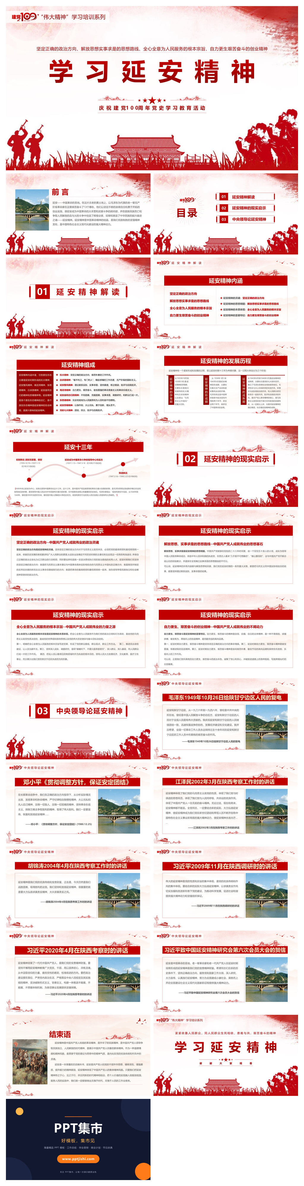 学习延安精神党课课件PPT模板