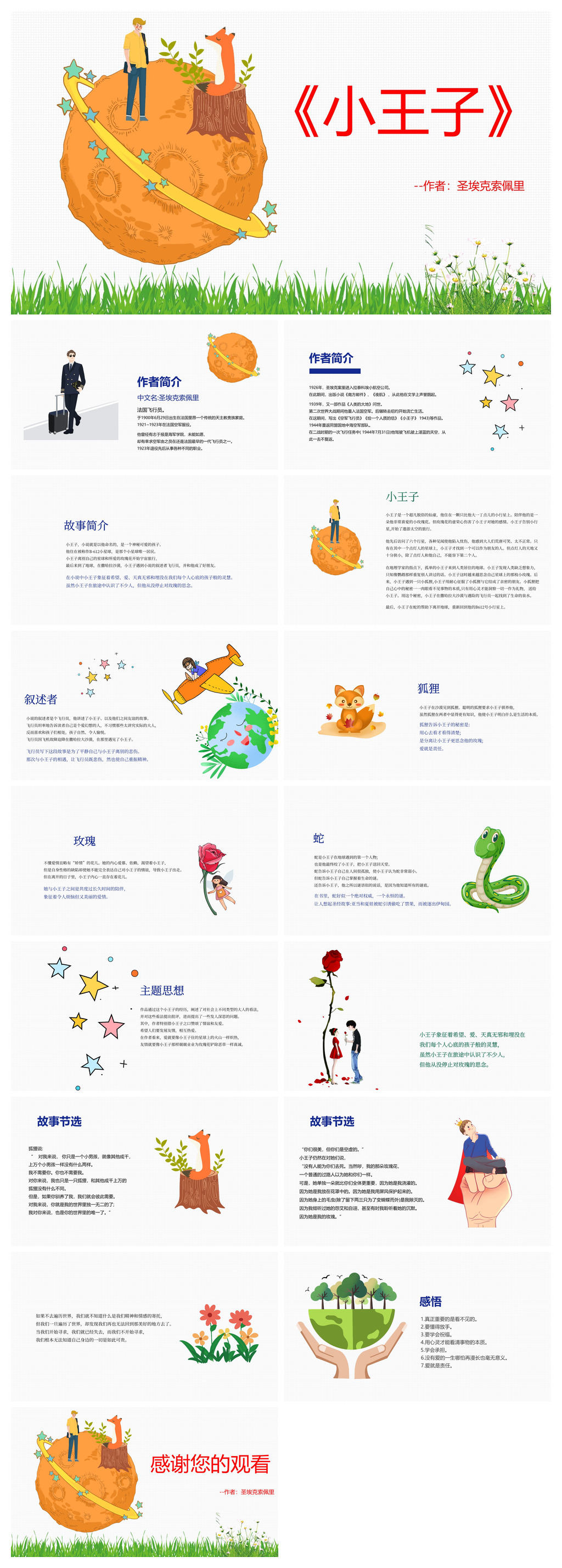 《小王子》介绍读后感PPT模板