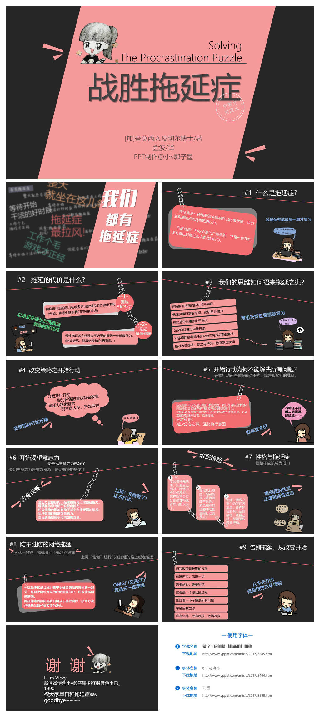 战胜拖延症读书笔记PPT作品