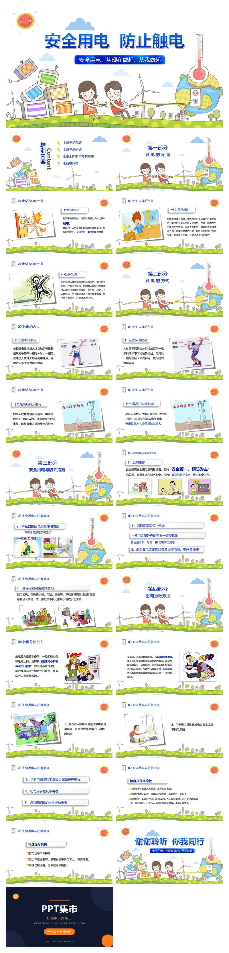 安全用电防止触电PPT模板