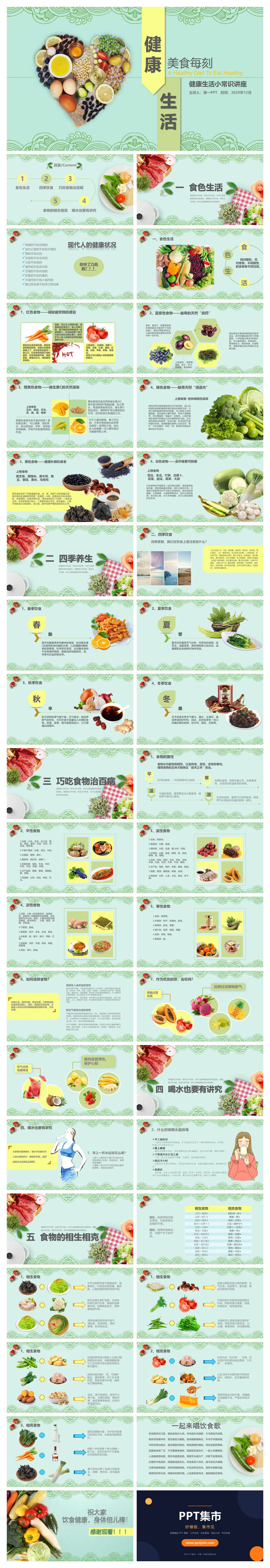 健康生活健康饮食知识PPT模板