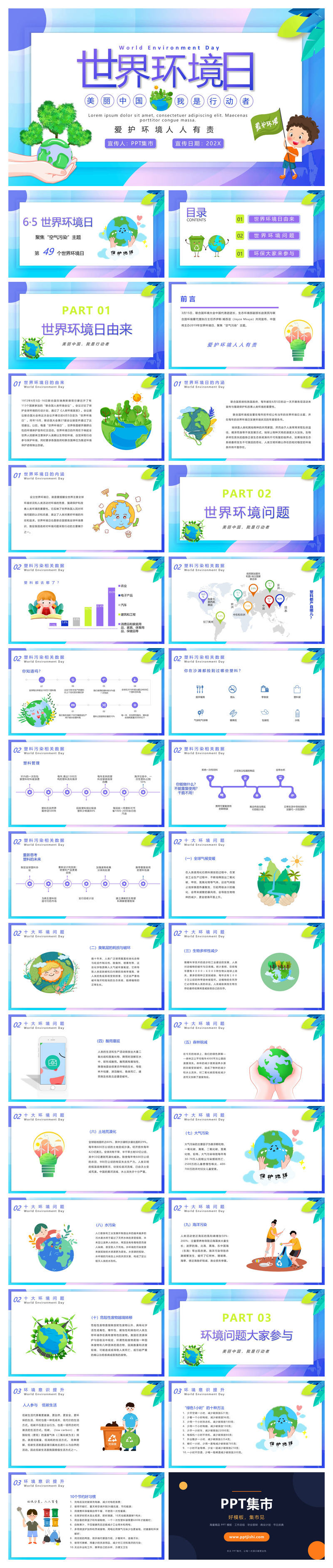 世界环境日主题班会PPT模板