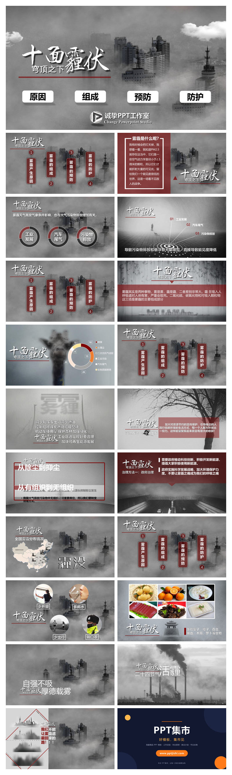 雾霾成因防护雾霾天气PPT