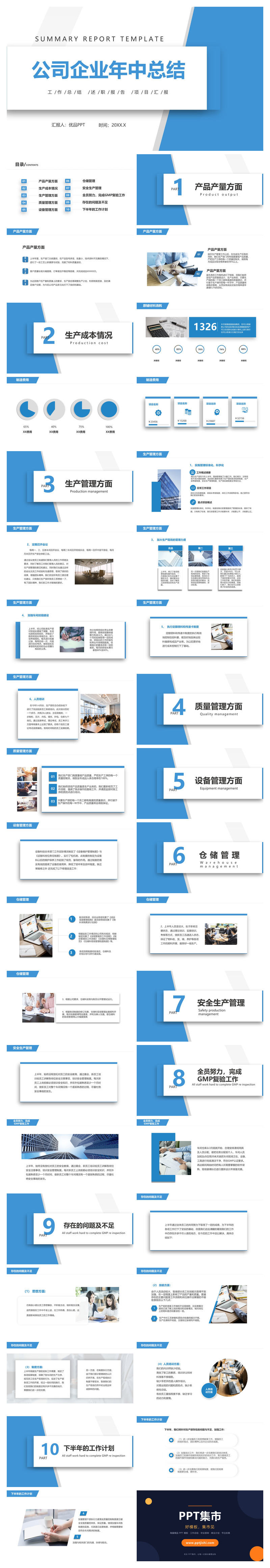 公司企业年中工作总结PPT模板