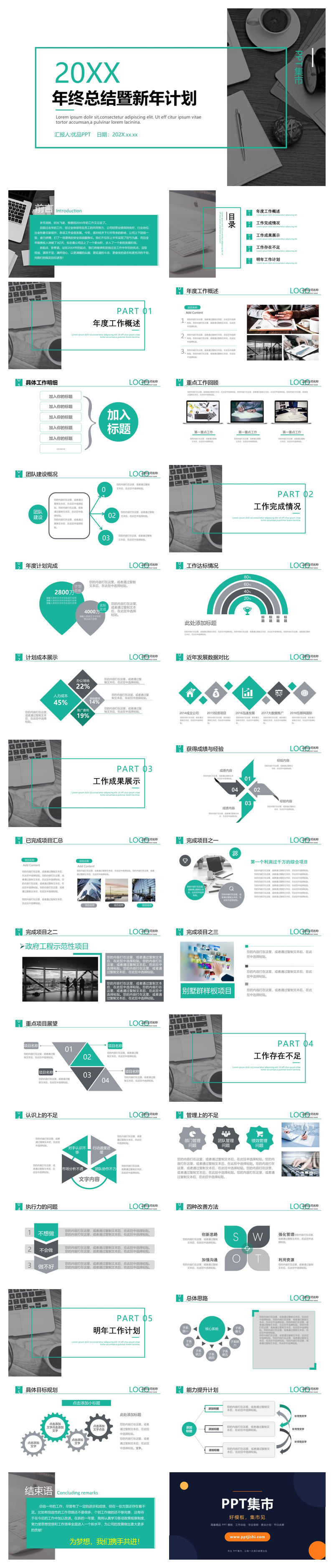 实用年度工作总结计划PPT模板