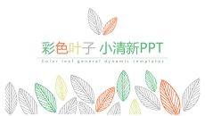 简洁小清新彩色叶子PPT模板