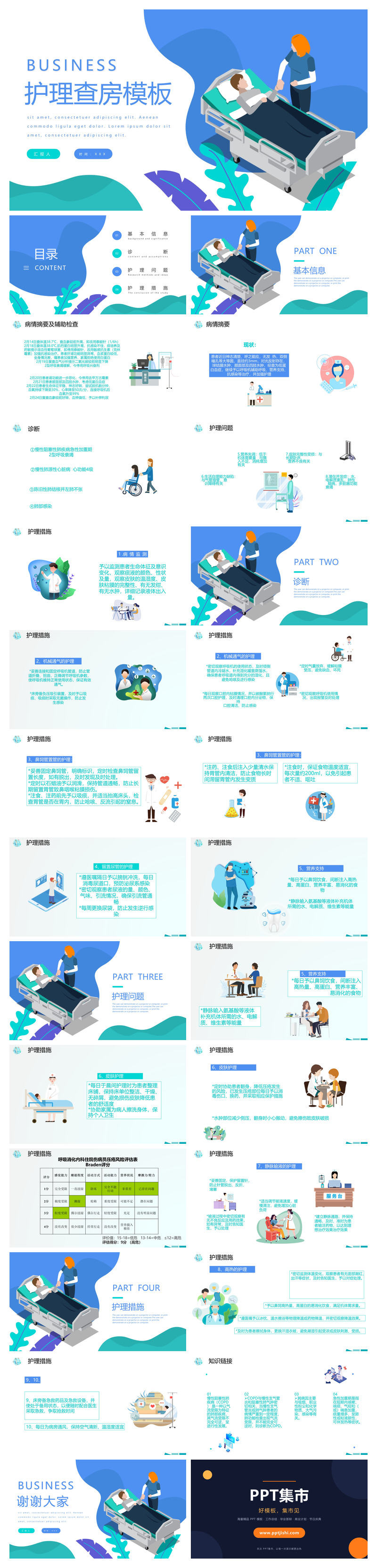 医院病房护理查房PPT模板