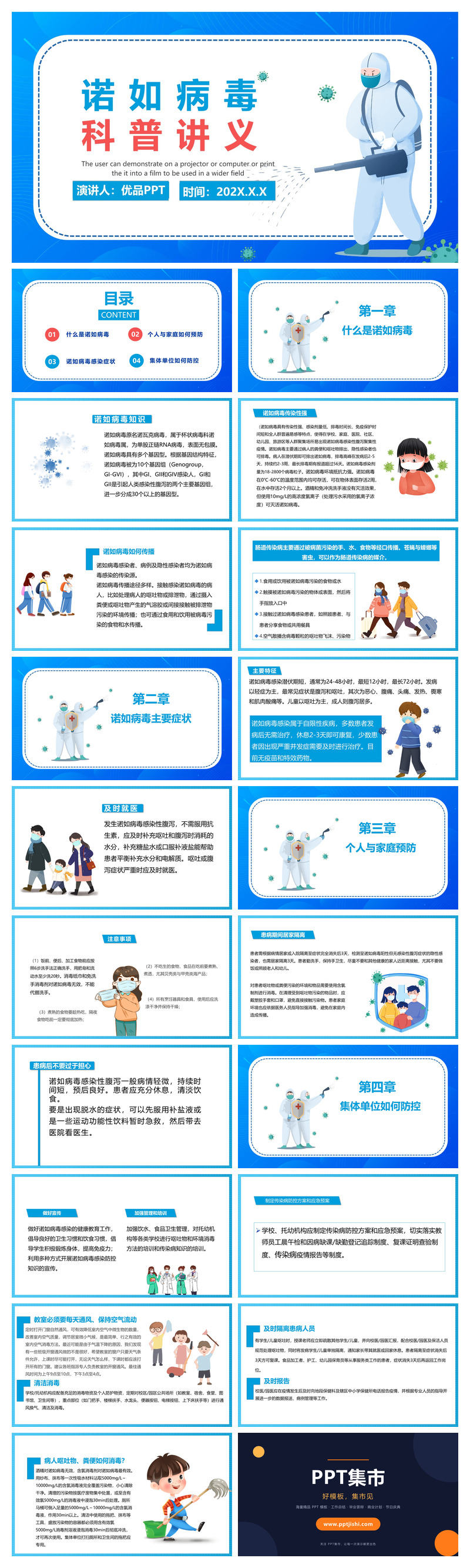 诺如病毒科普宣传PPT模板