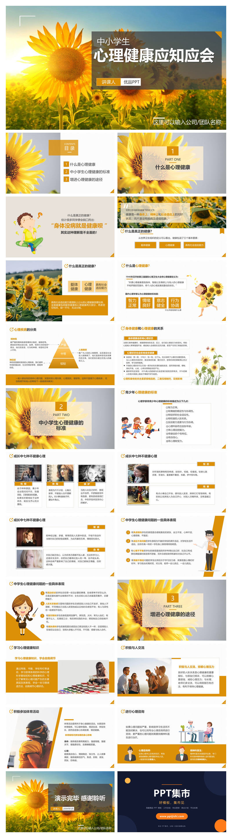 中小学心理健康应知应会PPT模板