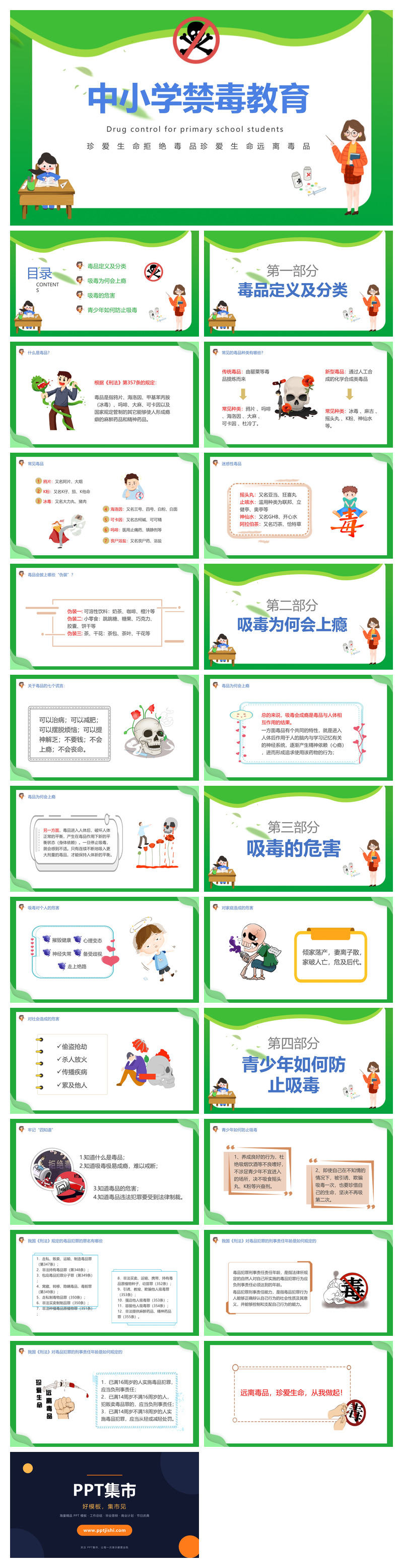 中小学禁毒教育班会PPT模板