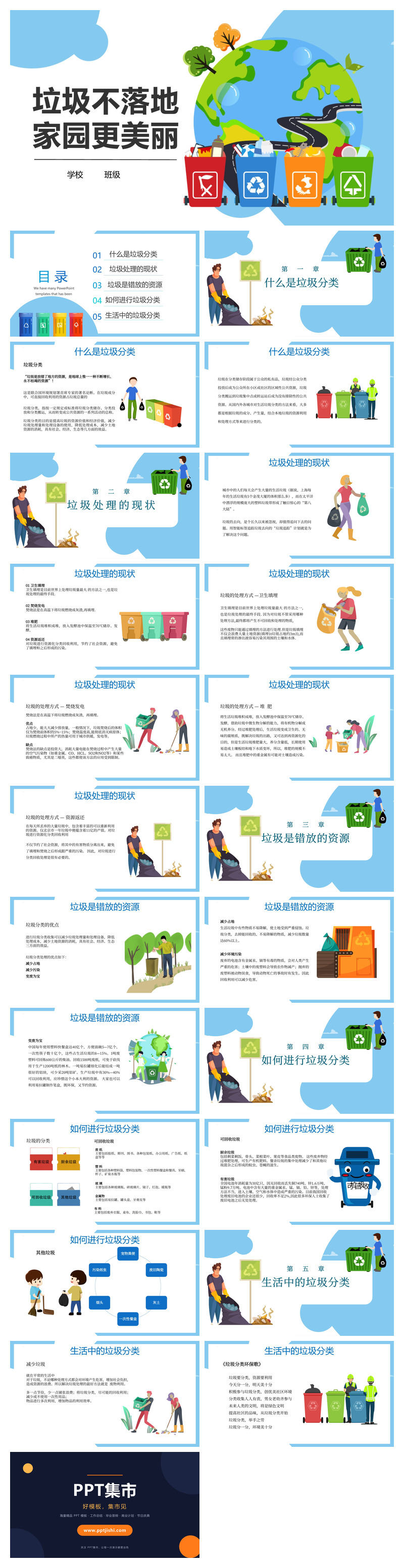 垃圾不落地家园更美丽PPT模板