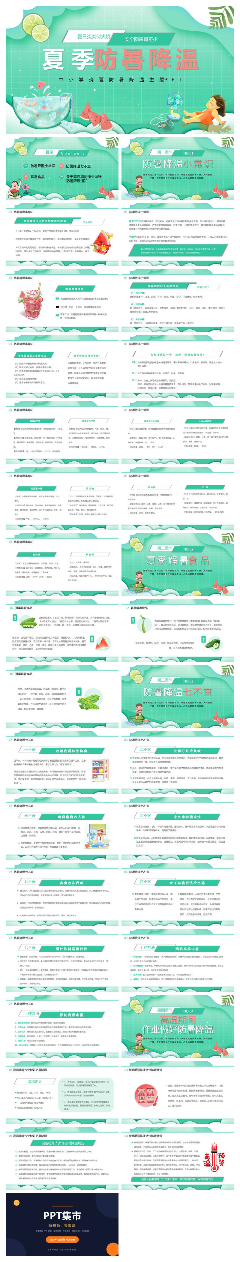 夏季高温防暑降温知识PPT模板