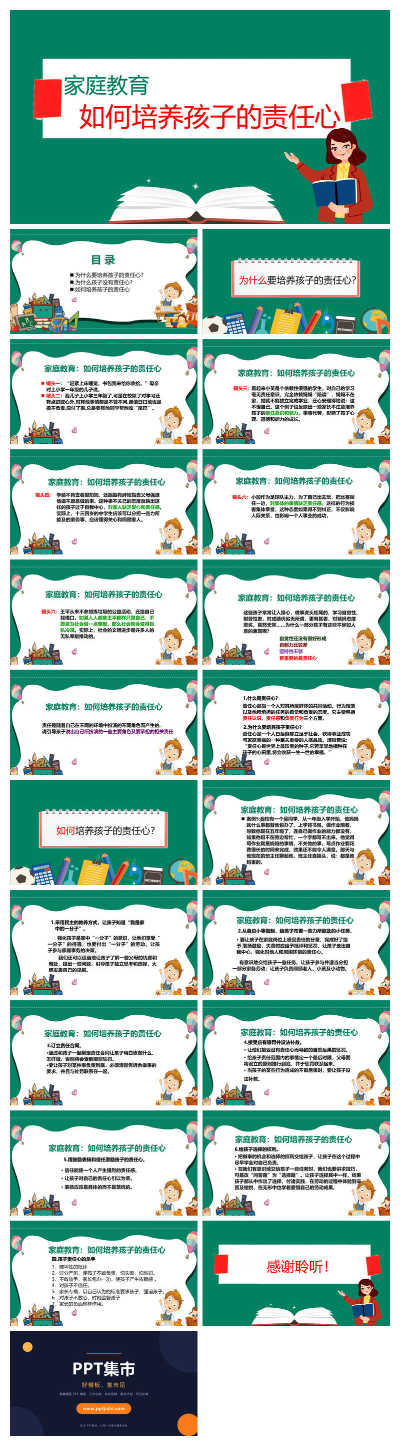如何培养孩子的责任心PPT模板