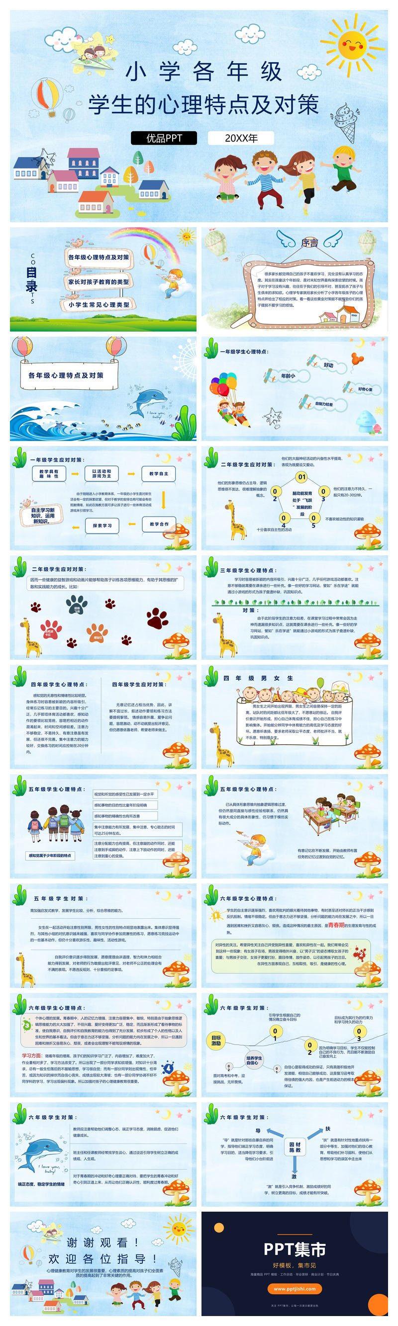 小学生心理健康教育PPT模板