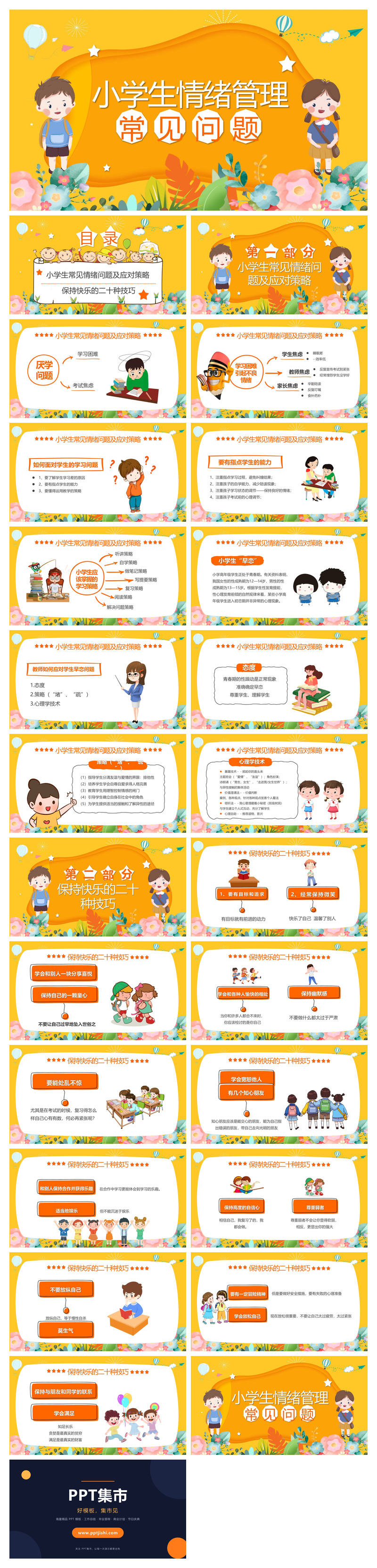 小学生情绪管理PPT模板