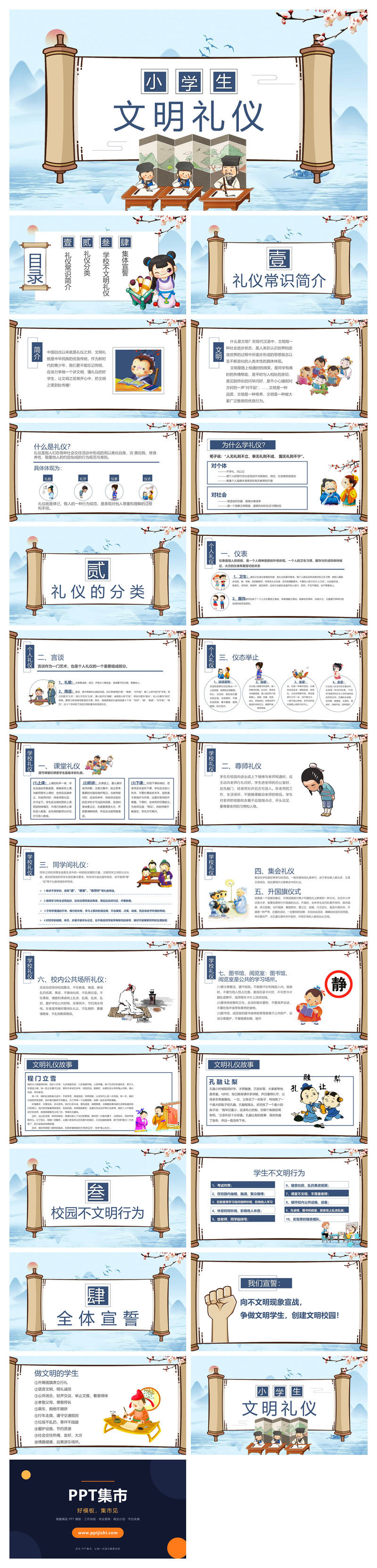 小学生文明礼仪班会PPT模板