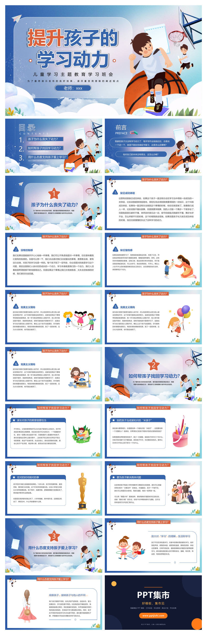 提升孩子的学习动力家长会PPT模板