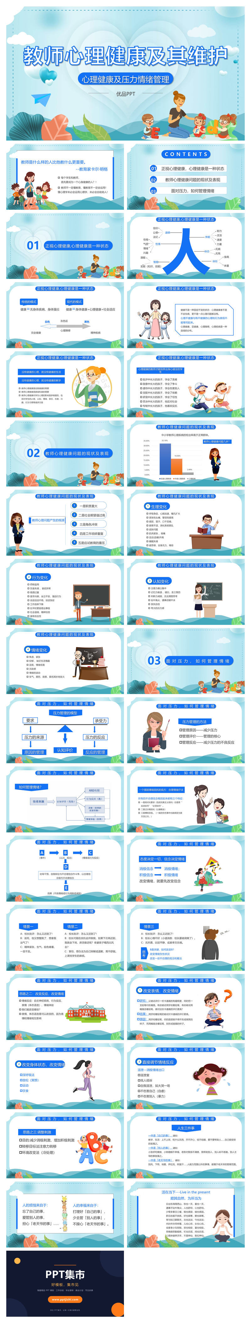 教师心理健康及压力情绪管理PPT模板
