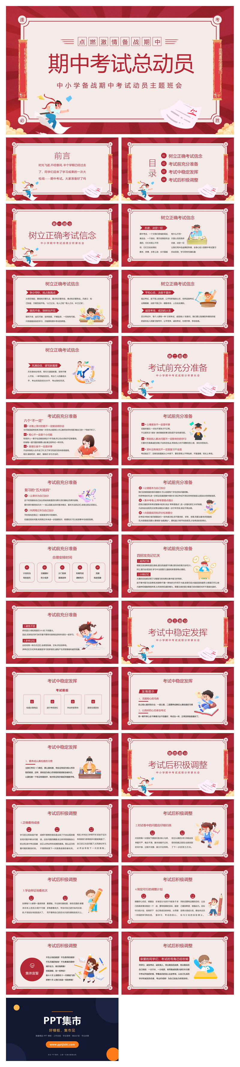 期中考试动员班会PPT课件模板