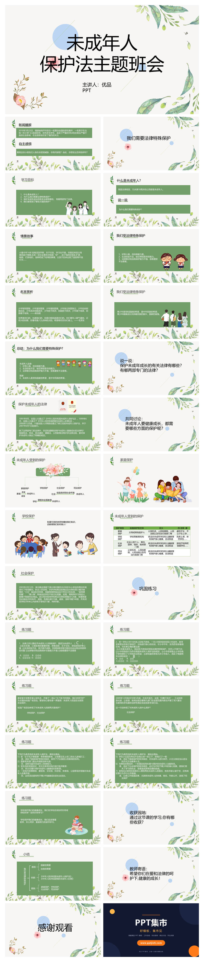 未成年人保护法主题班会PPT模板
