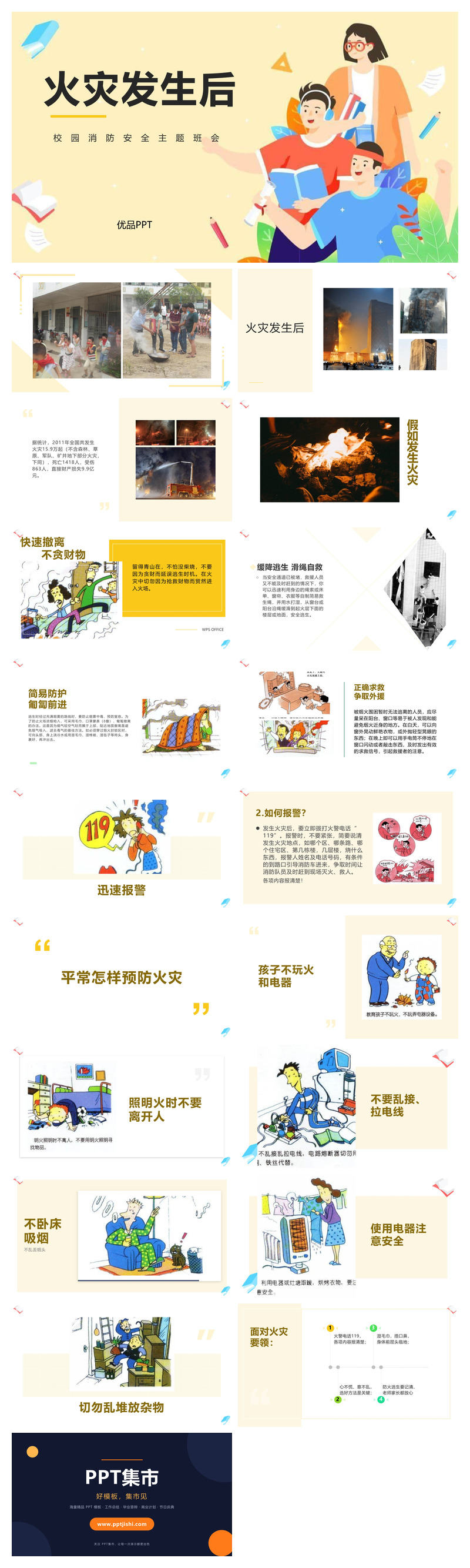 火灾发生后自救课件PPT模板