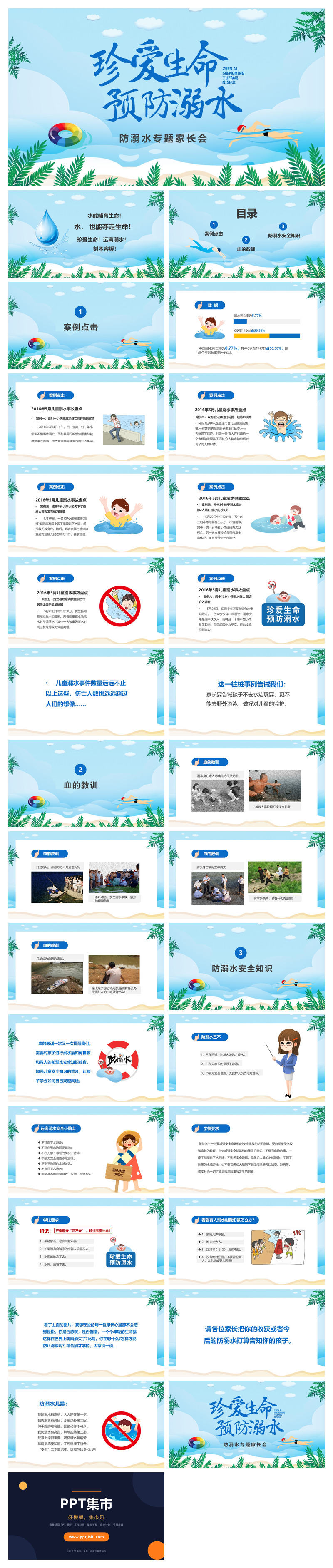 珍爱生命预防溺水PPT模板