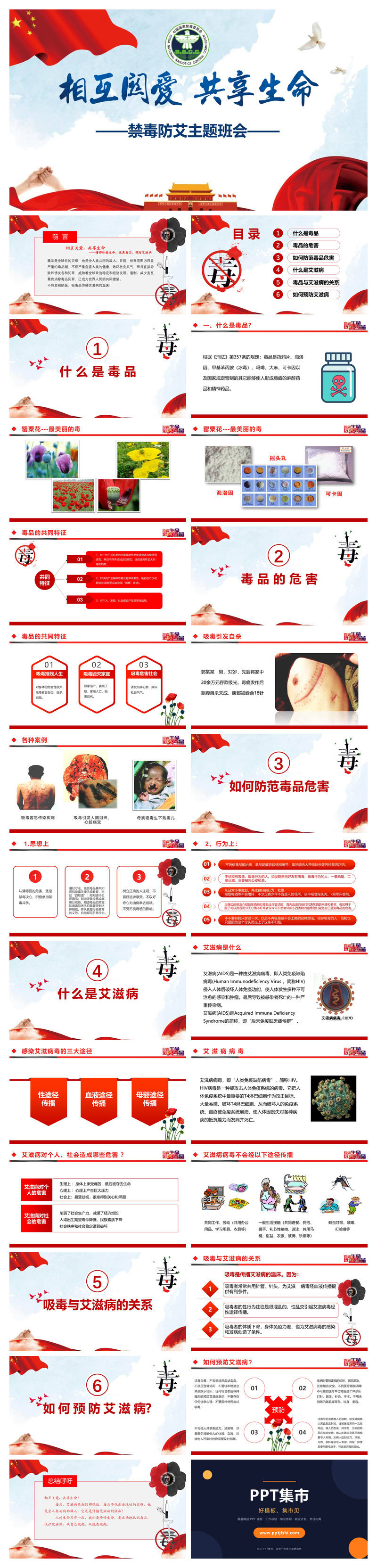 禁毒防艾主题班会PPT模板