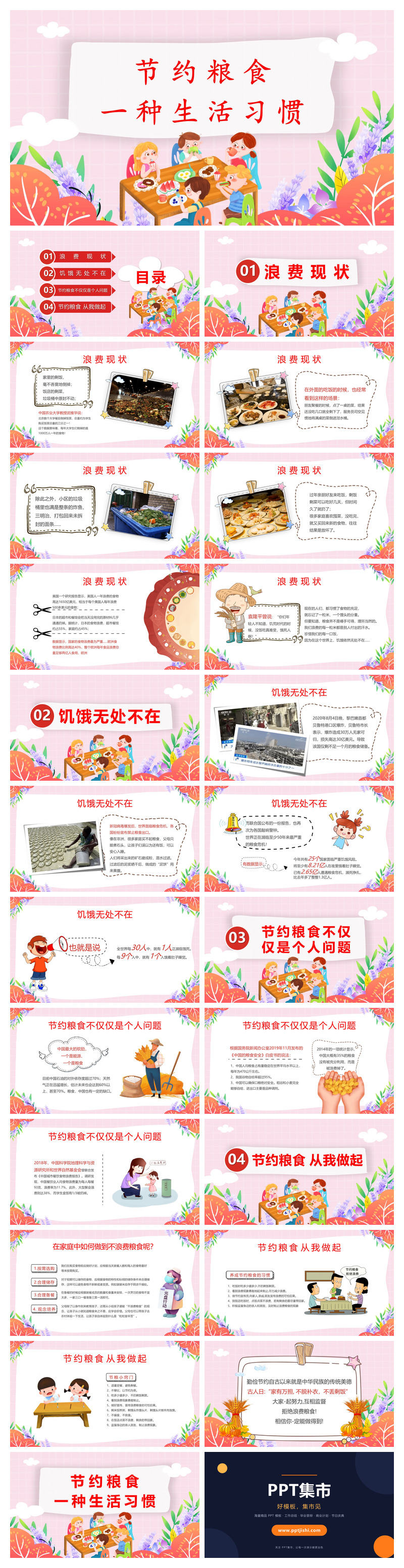 节约粮食养成生活习惯PPT模板