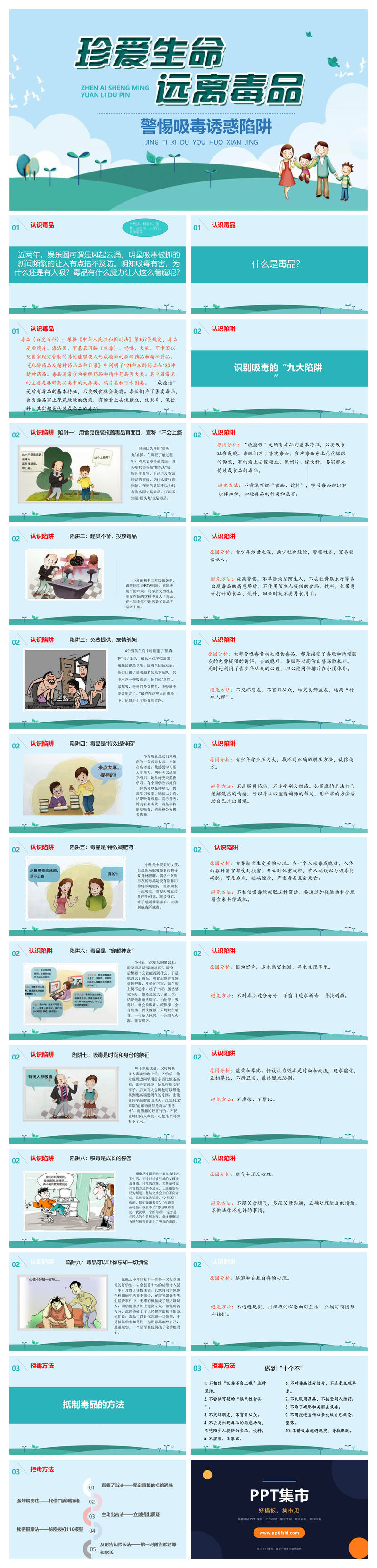 警惕毒品诱惑陷阱班会PPT模板