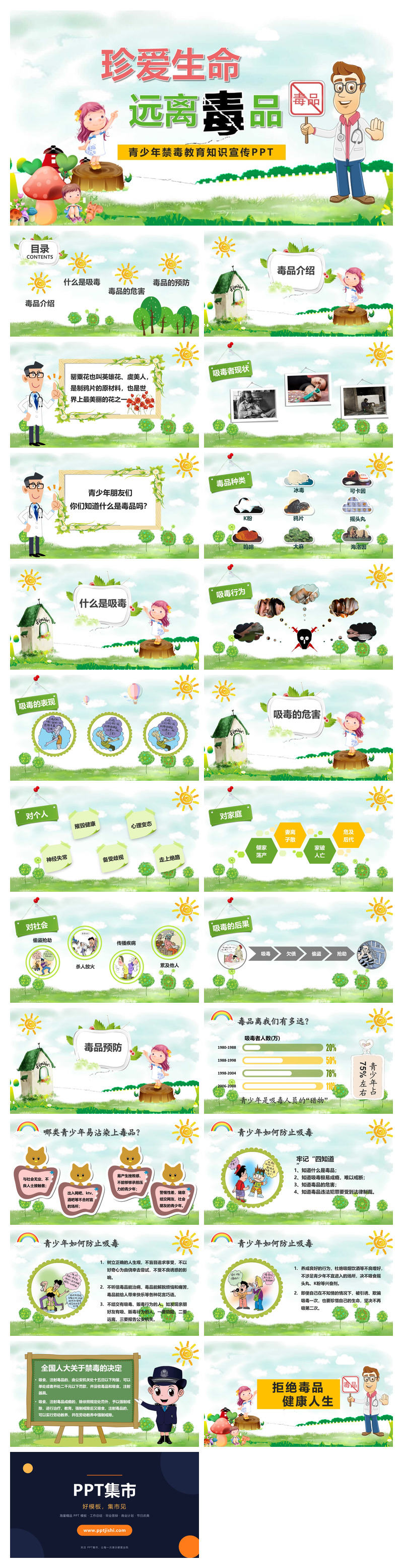 青少年禁毒教育知识宣传PPT模板